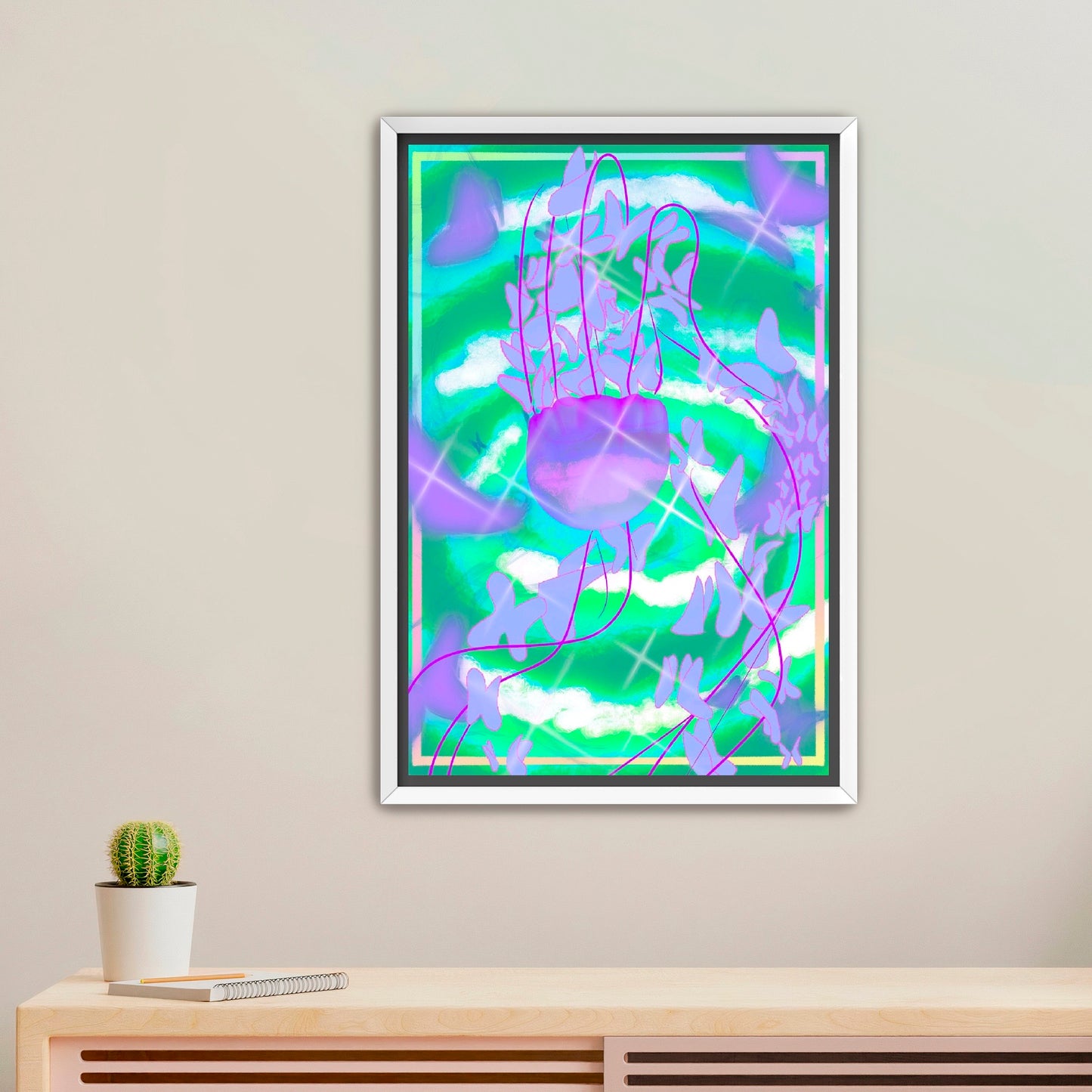 Whimsical Sky Jellyfish Butterfly Print