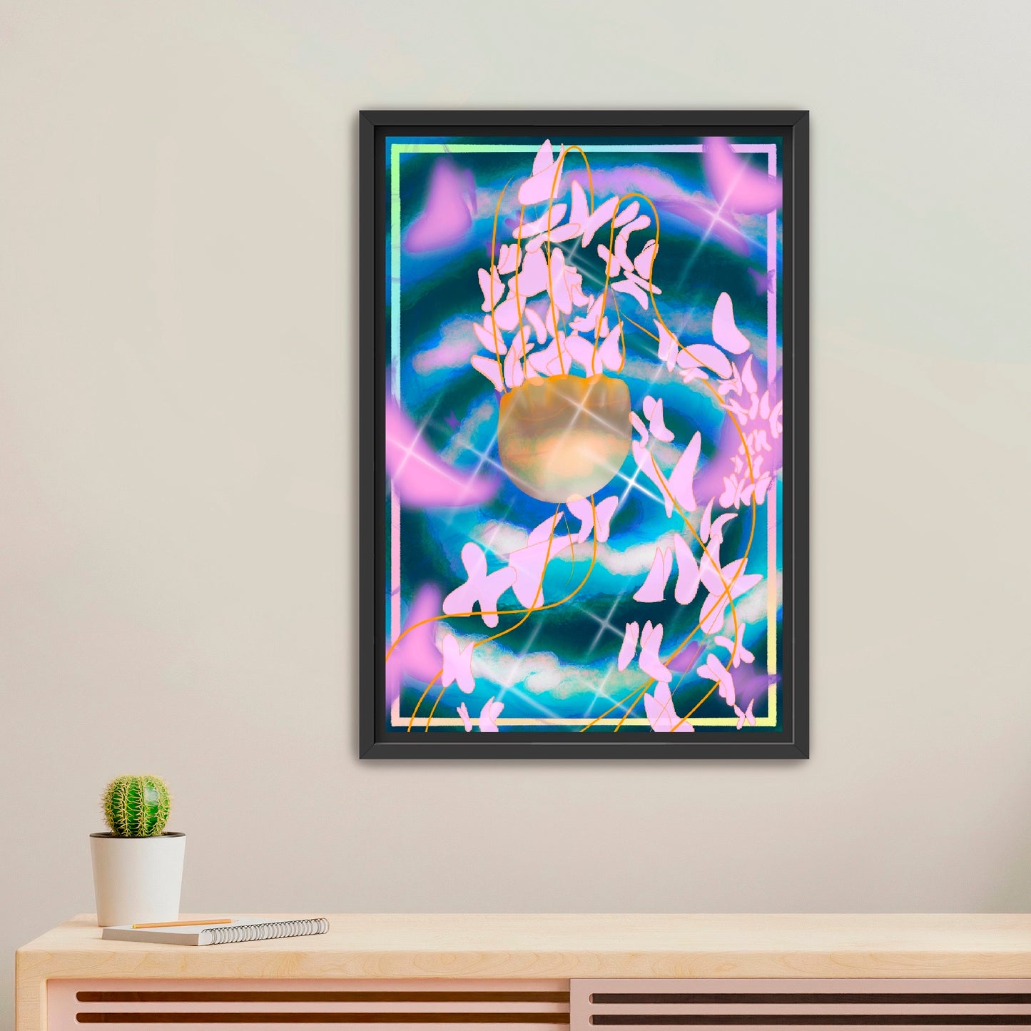 Whimsical Sky Jellyfish Butterfly Print