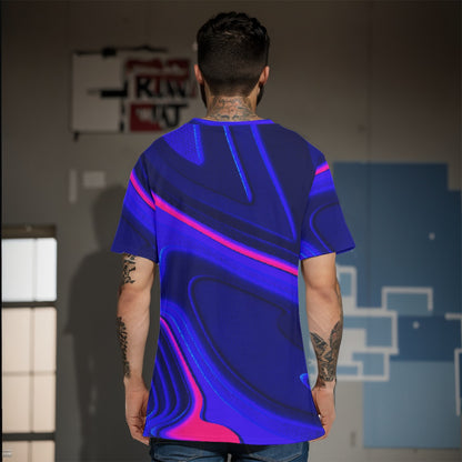 Blue Abstract Men's O-Neck T-Shirt | 190GSM Cotton