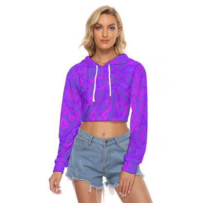 Washed Out || Women's Crop Top Hoodie|Velvet