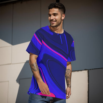 Blue Abstract Men's O-Neck T-Shirt | 190GSM Cotton