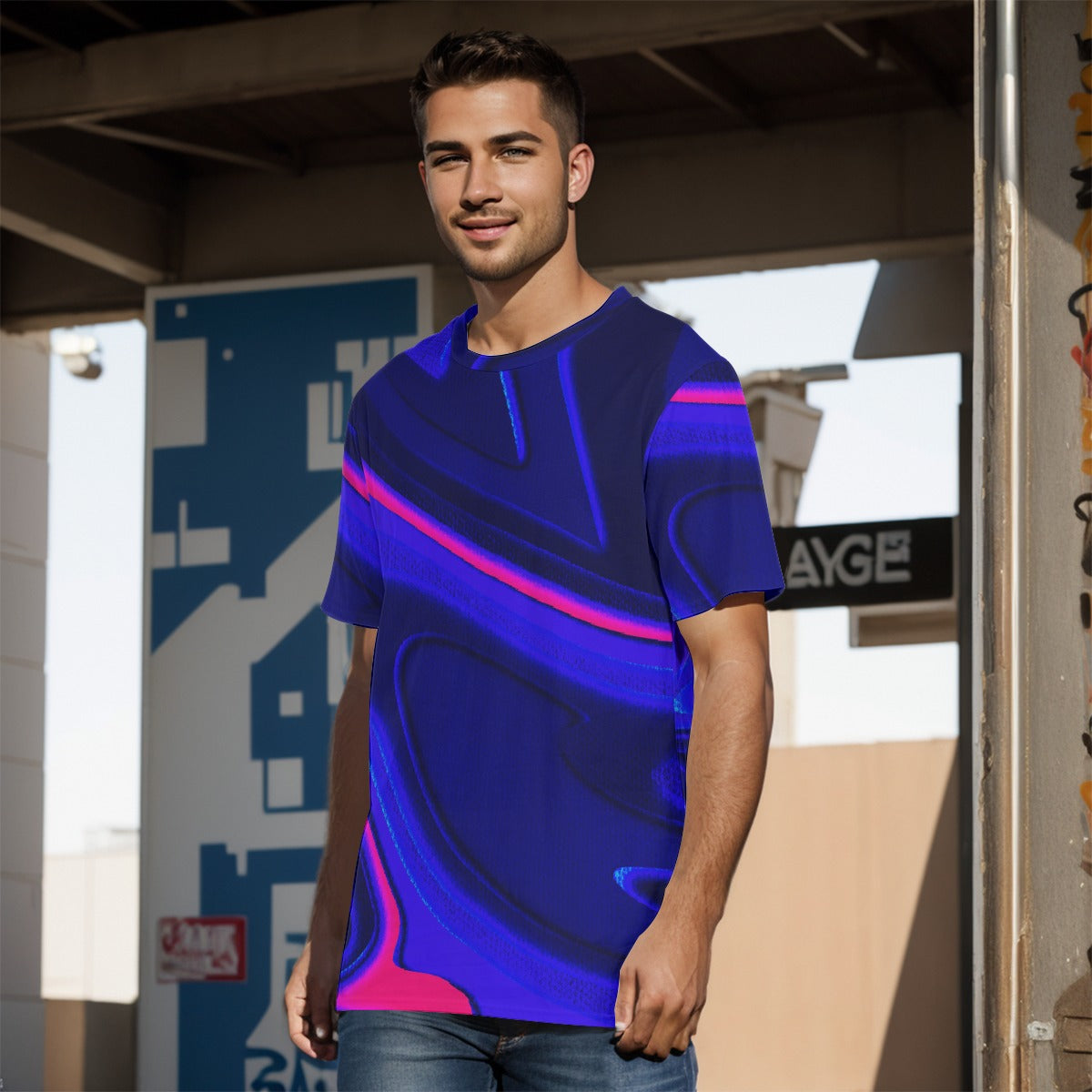 Blue Abstract Men's O-Neck T-Shirt | 190GSM Cotton